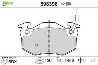Juego de balatas de freno VALEO 598396