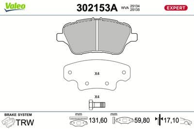 Juego de balatas de freno VALEO 302153A