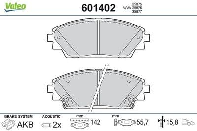 Juego de balatas de freno VALEO 601402