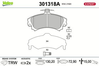 Juego de balatas de freno VALEO 301318A
