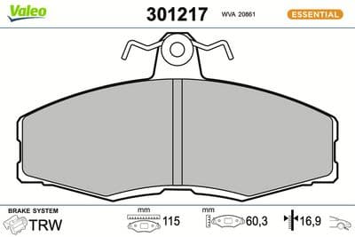 Juego de balatas de freno VALEO 301217