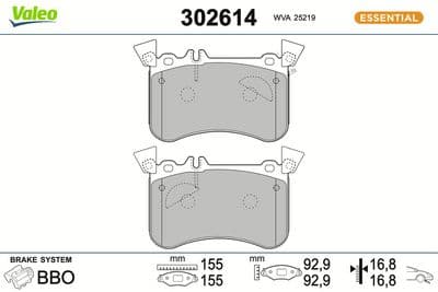 Juego de balatas de freno VALEO 302614