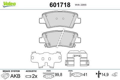 Juego de balatas de freno VALEO 601718