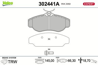 Juego de balatas de freno VALEO 302441A