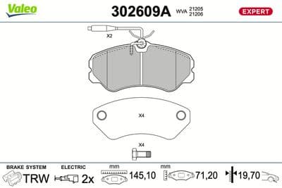 Juego de balatas de freno VALEO 302609A