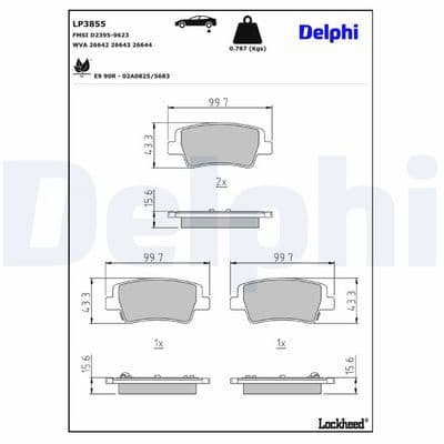Juego de balatas de freno DELPHI LP3855
