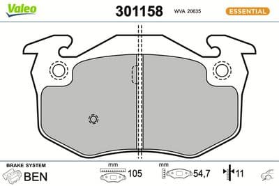 Juego de balatas de freno VALEO 301158