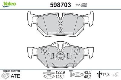 Juego de balatas de freno VALEO 598703