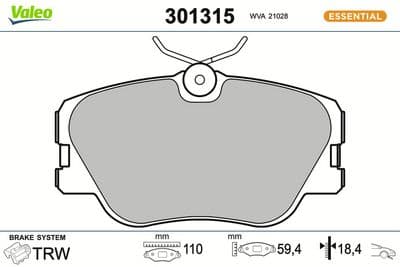 Juego de balatas de freno VALEO 301315