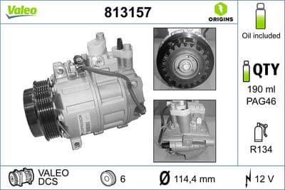 Compresor, aire acondicionado VALEO 813157