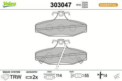 Juego de balatas de freno VALEO 303047
