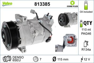 Compresor, aire acondicionado VALEO 813385