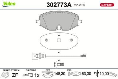 Juego de balatas de freno VALEO 302773A