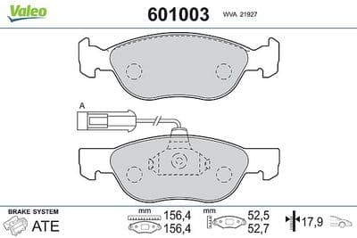 Juego de balatas de freno VALEO 601003