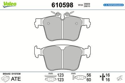 Juego de balatas de freno VALEO 610598