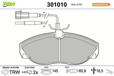 Juego de balatas de freno VALEO 301010