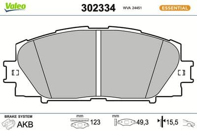 Juego de balatas de freno VALEO 302334