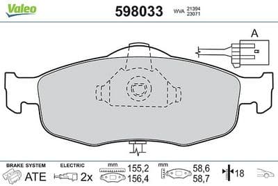 Juego de balatas de freno VALEO 598033
