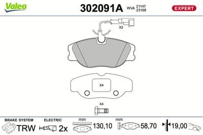 Juego de balatas de freno VALEO 302091A