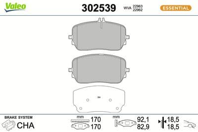 Juego de balatas de freno VALEO 302539