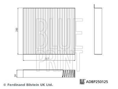 Filtro, aire del interior BLUE PRINT ADBP250125