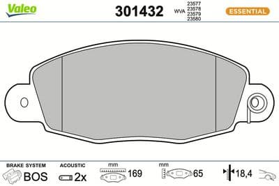 Juego de balatas de freno VALEO 301432