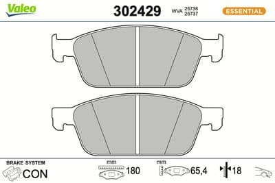 Juego de balatas de freno VALEO 302429