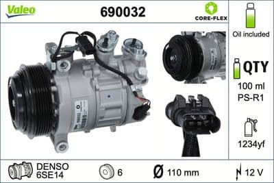 Compresor, aire acondicionado VALEO 690032