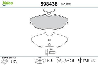 Juego de balatas de freno VALEO 598438