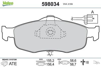 Juego de balatas de freno VALEO 598034