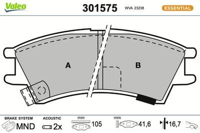 Juego de balatas de freno VALEO 301575