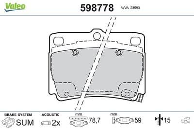 Juego de balatas de freno VALEO 598778