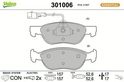 Juego de balatas de freno VALEO 301006