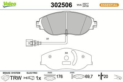 Juego de balatas de freno VALEO 302506