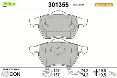Juego de balatas de freno VALEO 301355