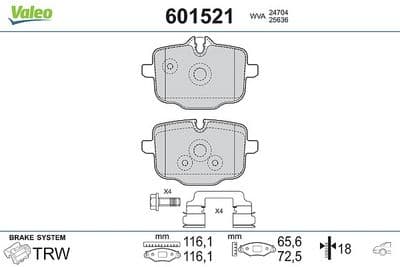 Juego de balatas de freno VALEO 601521