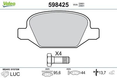 Juego de balatas de freno VALEO 598425