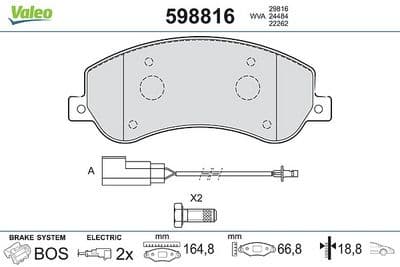 Juego de balatas de freno VALEO 598816