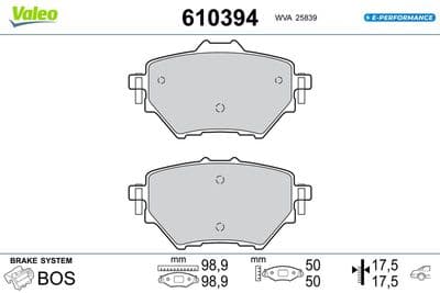 Juego de balatas de freno VALEO 610394