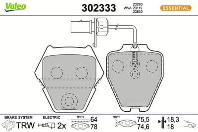 Juego de balatas de freno VALEO 302333