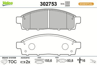 Juego de balatas de freno VALEO 302753