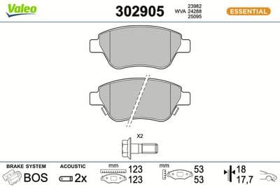 Juego de balatas de freno VALEO 302905