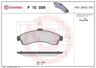 Juego de balatas de freno BREMBO P 10 009
