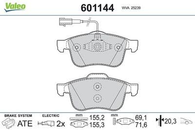 Juego de balatas de freno VALEO 601144