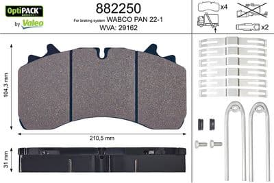 Juego de balatas de freno VALEO 882250