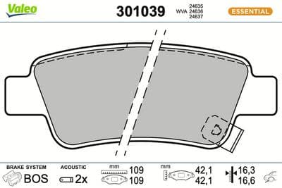 Juego de balatas de freno VALEO 301039
