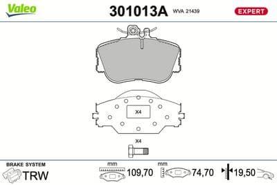 Juego de balatas de freno VALEO 301013A