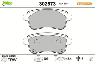 Juego de balatas de freno VALEO 302573