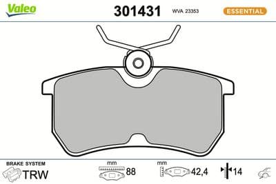 Juego de balatas de freno VALEO 301431