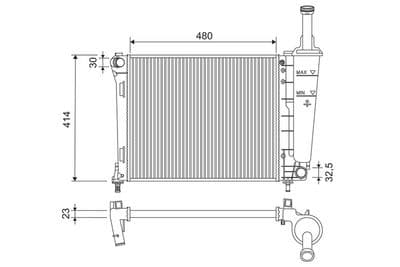Radiador, refrigeración del motor VALEO 701184